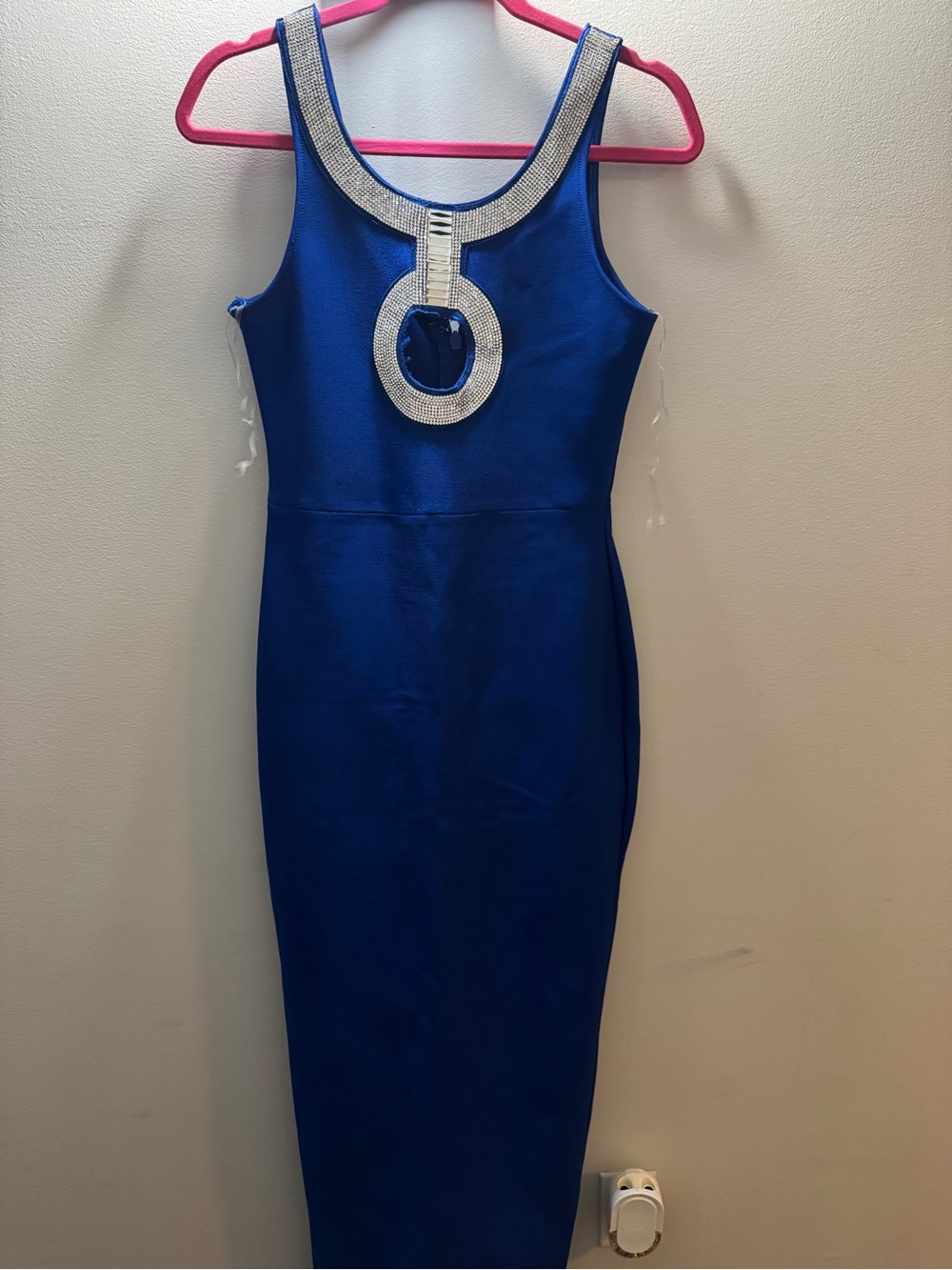Fashion Nova Royal Blue Jewel-Embellished Maxi Dress